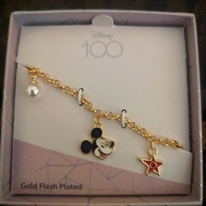 NWOT Disney Mickey charm bracelet gold flash plated